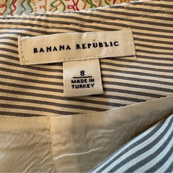 Vintage Banana Republic Lined Cream Striped Midi A-Line Skirt for Work Size 8 - Picture 2 of 9